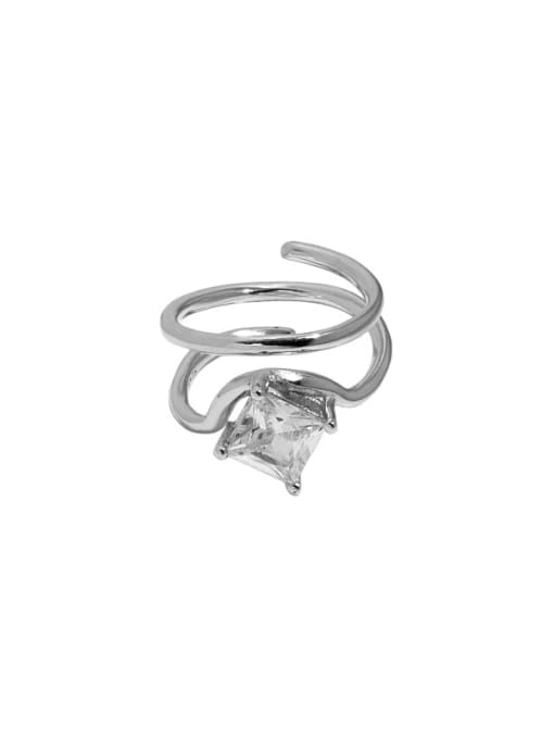 White gold [white stone] 925 Sterling Silver Cubic Zirconia Geometric Vintage Stackable Ring